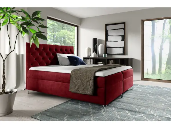 PRATO K9 eleganckie łóżko kontynentalne 180x200 z pojemnikiem, zagłowie chesterfield